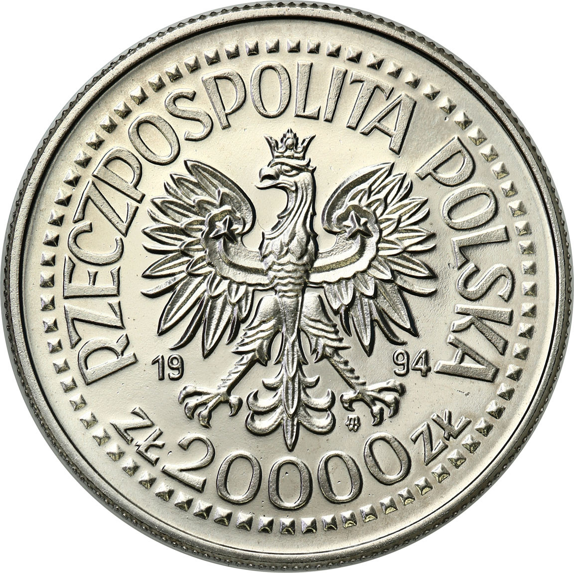 PRL. PRÓBA Nikiel 20 000 złotych 1994 - Zygmunt Stary